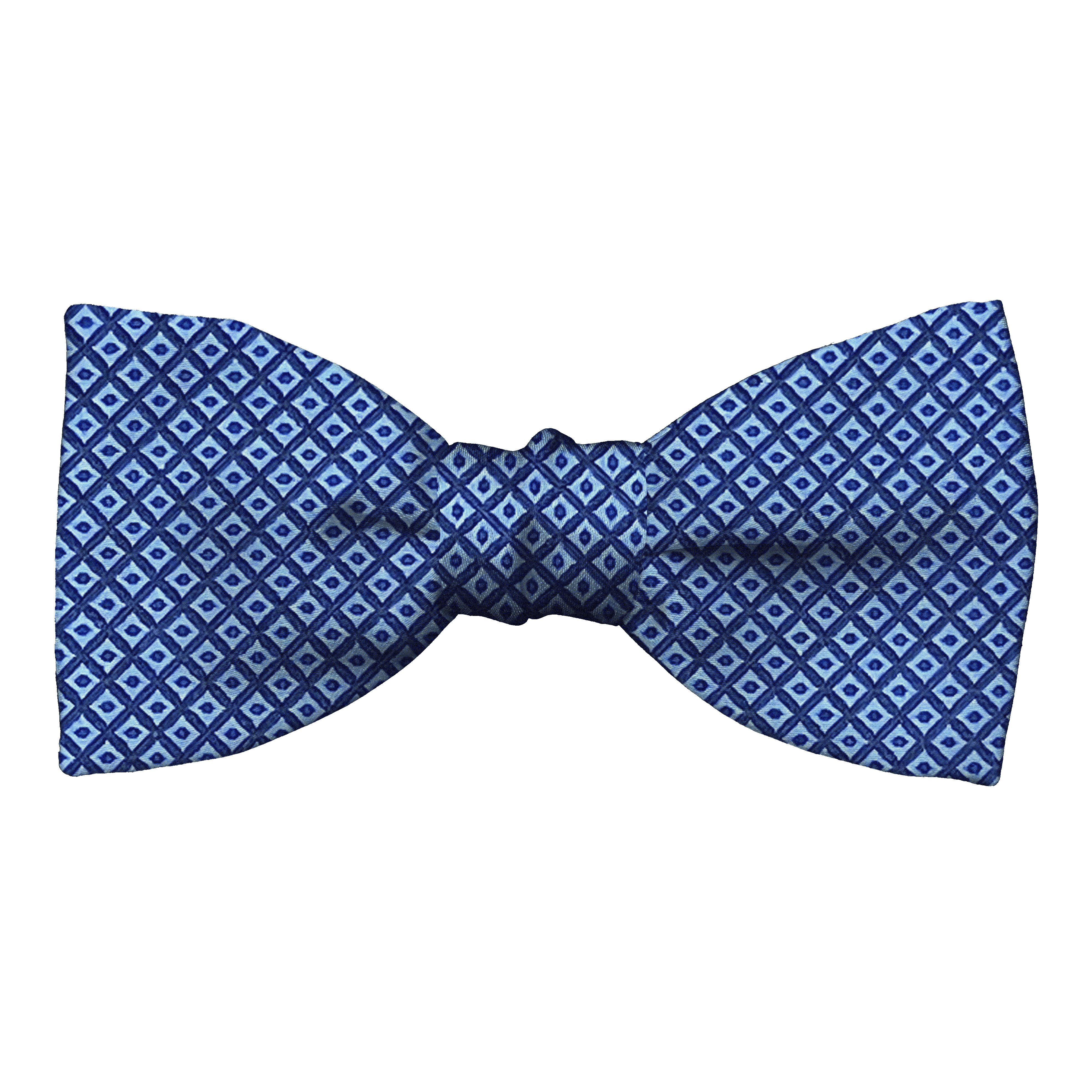Schleife aus Seide, Form: gerade, Höhe: 50, Stoff: kleine blaue Quadrate auf dunkelblau (7048)