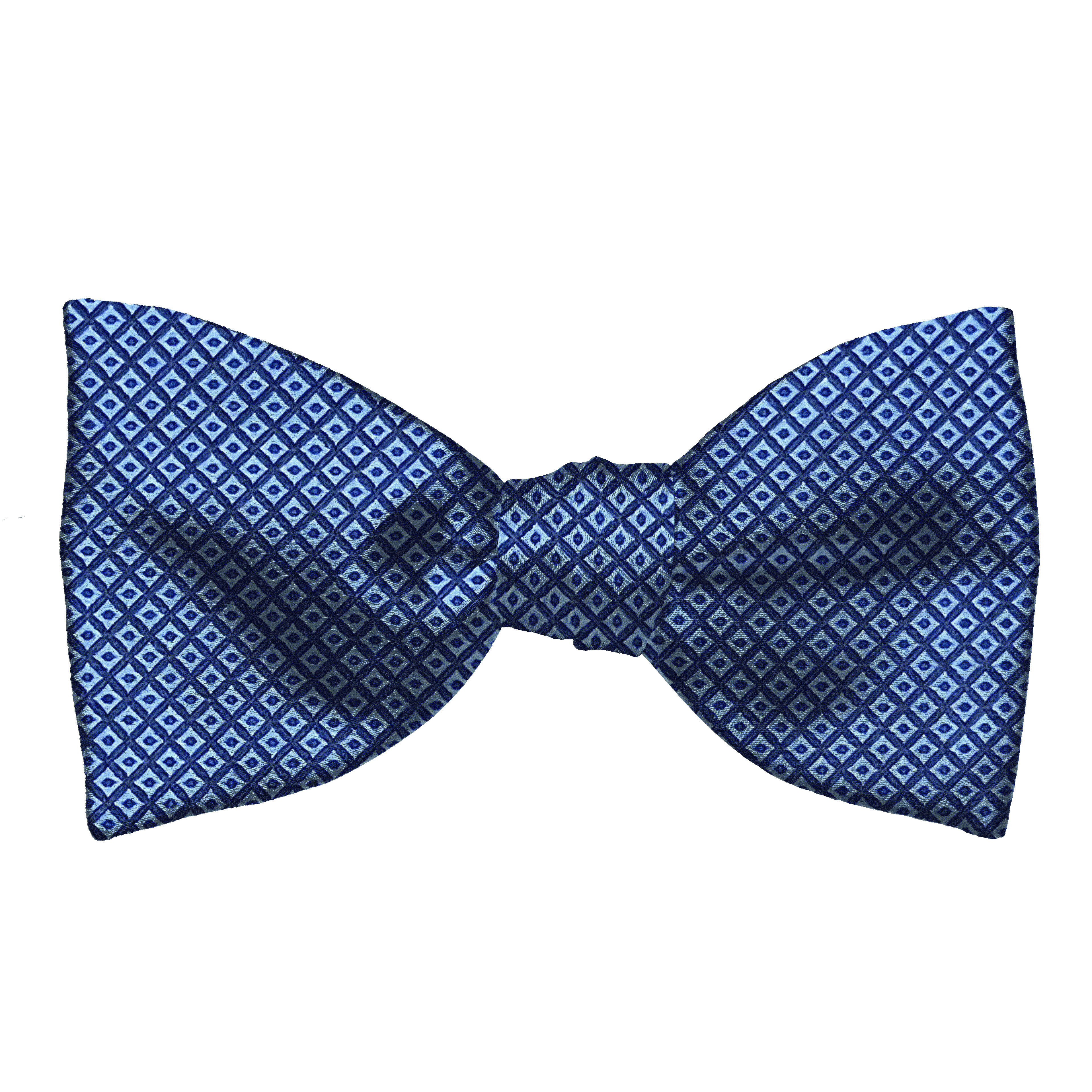 Schleife aus Seide, Form: gerade, Höhe: 65, Stoff: kleine blaue Quadrate auf dunkelblau (7048)
