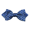 Schleife aus Seide, Form: spitz, Höhe: 60, Stoff: kleine blaue Quadrate auf dunkelblau (7048)
