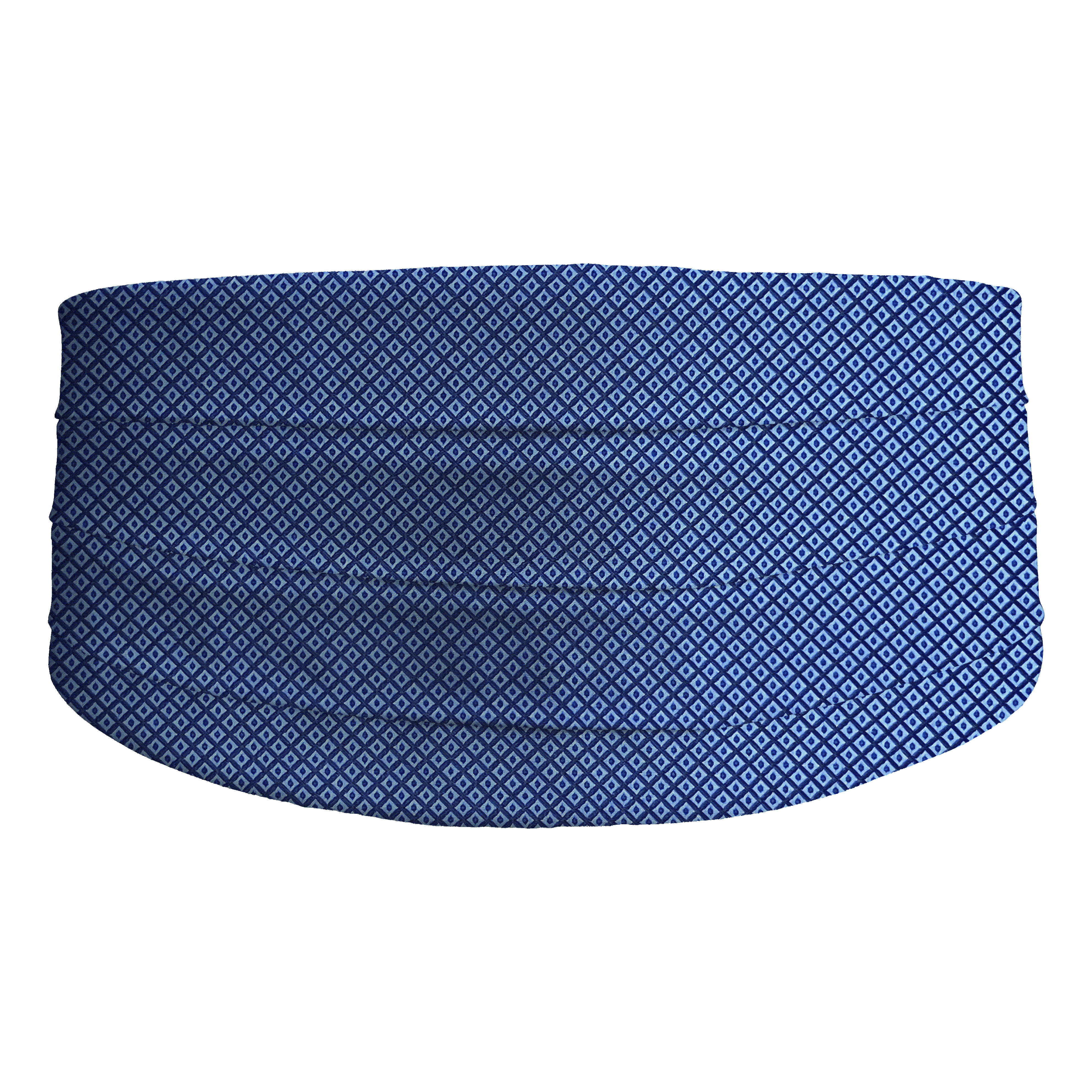 [CB-S-70-7048] Kummerbund aus Seide, Stoff: kleine blaue Quadrate auf dunkelblau (7048) (48)
