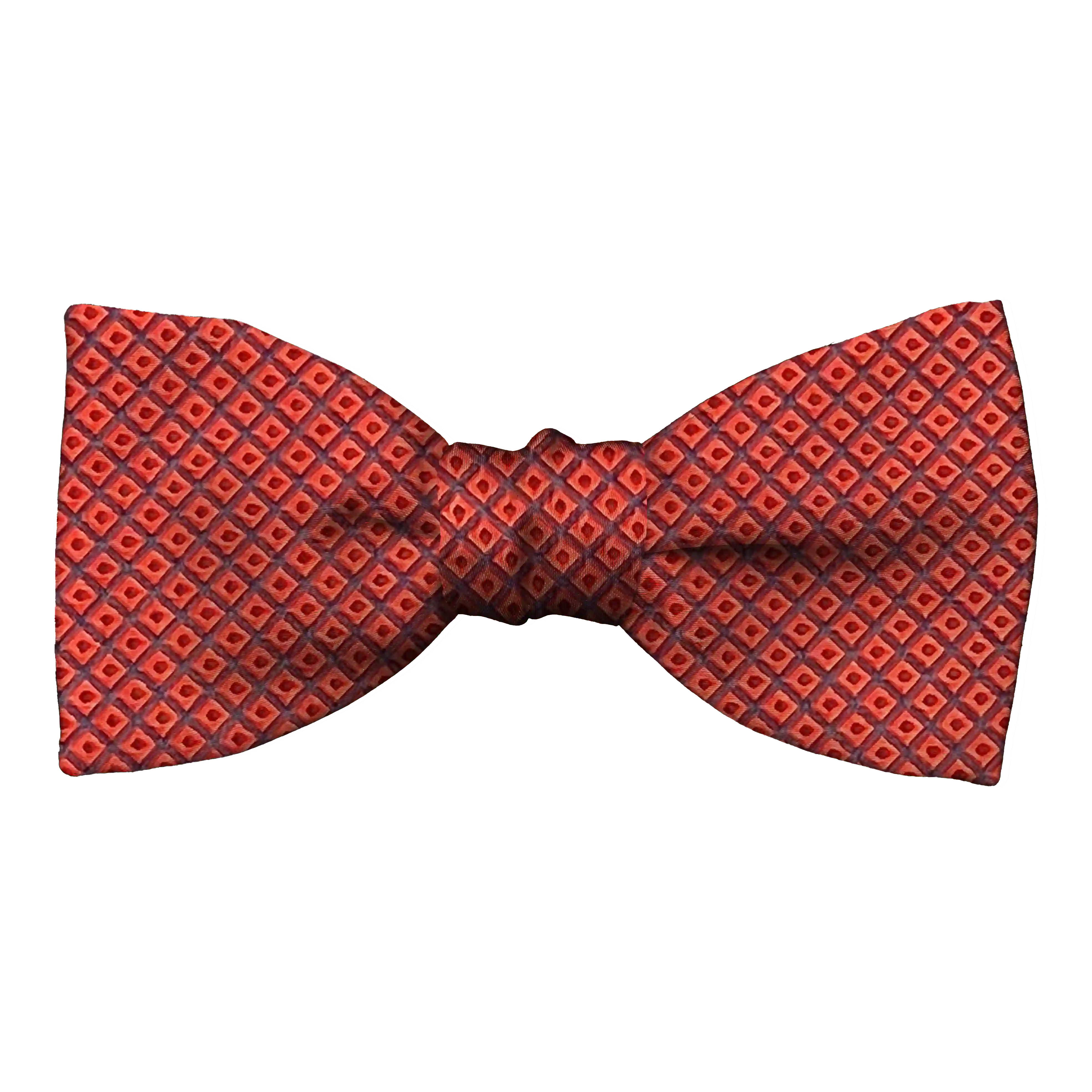 Schleife aus Seide, Form: gerade, Höhe: 50 mm, Stoff: kleine rote Quadrate auf dunkelblau (7049)