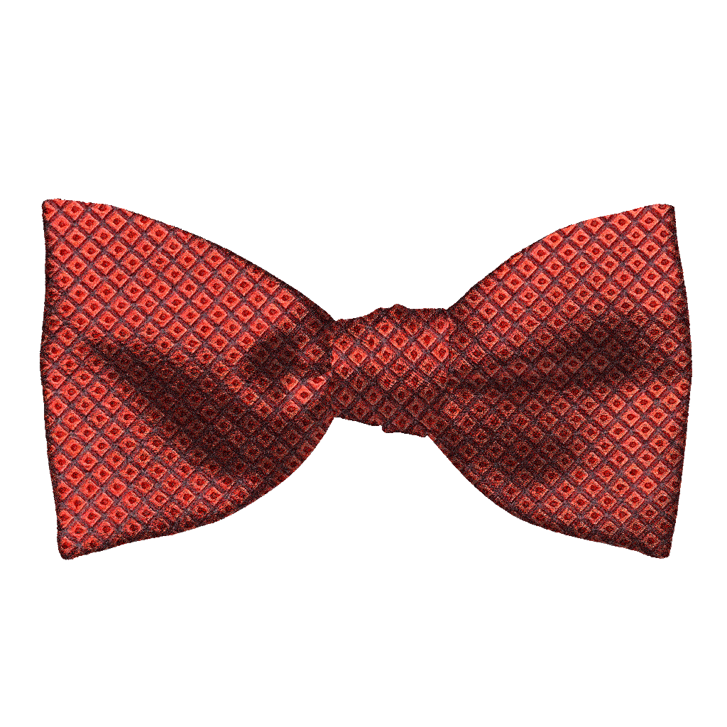 [BT-S-65-E-70-7049] Schleife aus Seide, Form: gerade, Höhe: 65, Stoff: kleine rote Quadrate auf dunkelblau (7049) (EASY: vorgebunden mit verstellbarer Größe)