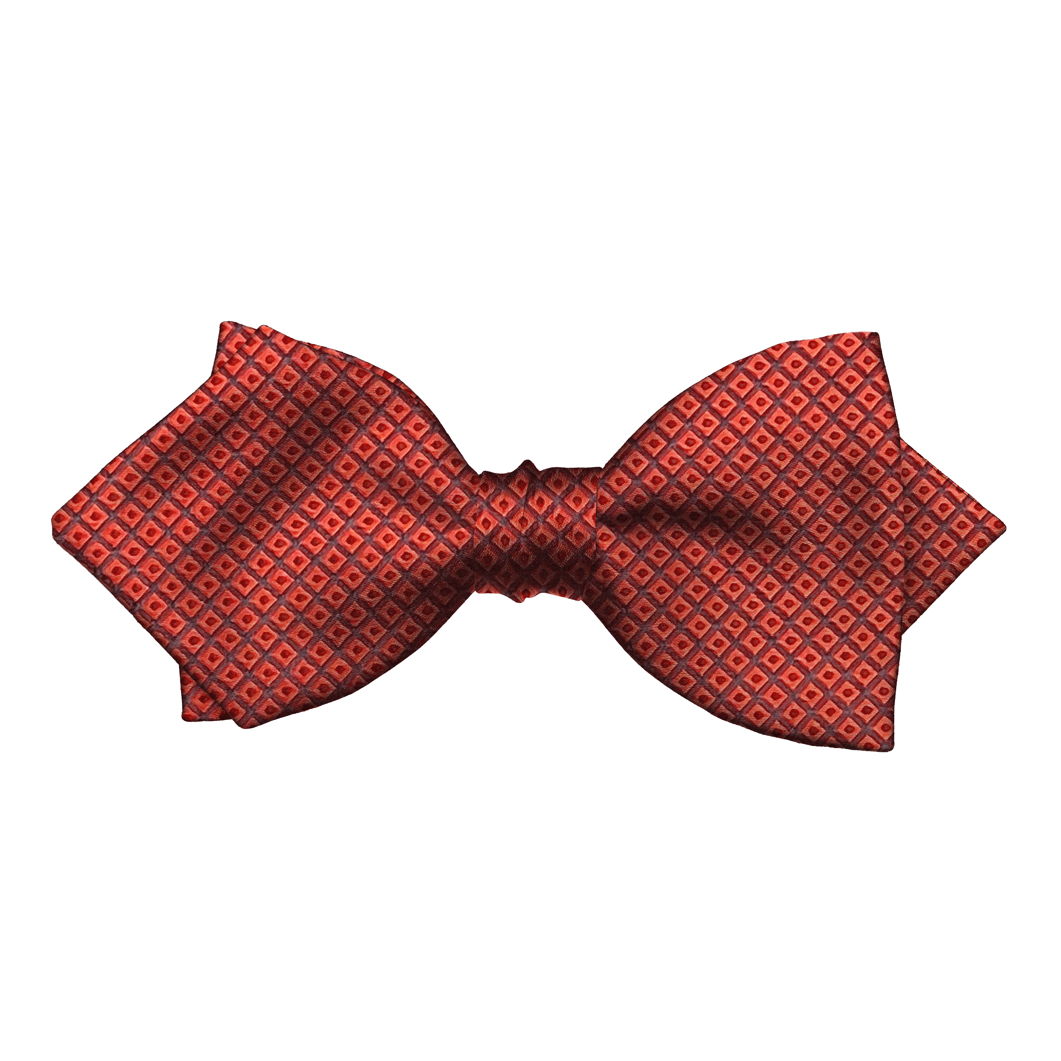 Schleife aus Seide, Form: spitz, Höhe: 60, Stoff: kleine rote Quadrate auf dunkelblau (7049)