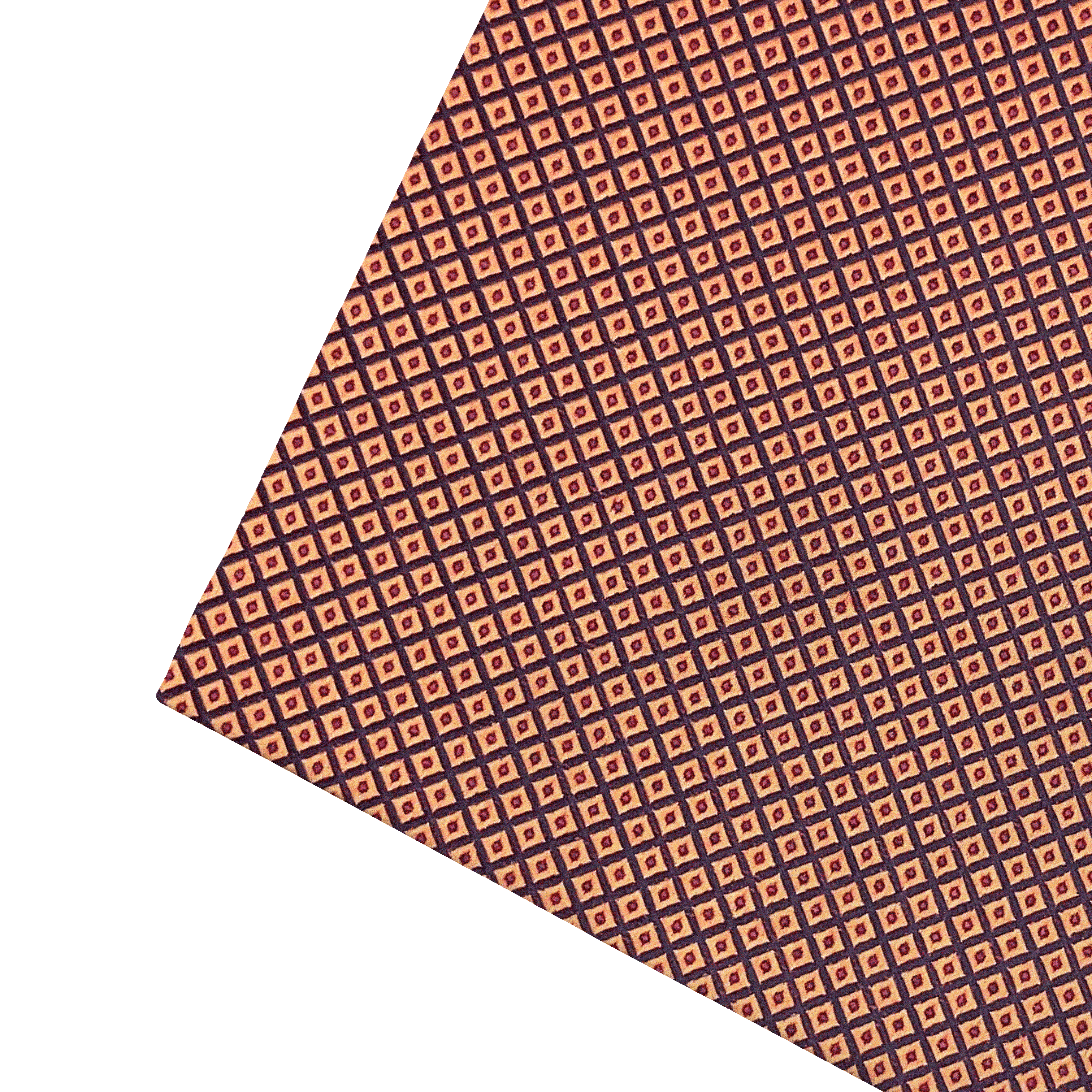 Ziertuch aus Seide, 30 x 30 cm, Stoff: kleine orangene Quadrate auf dunkelblau (7051)