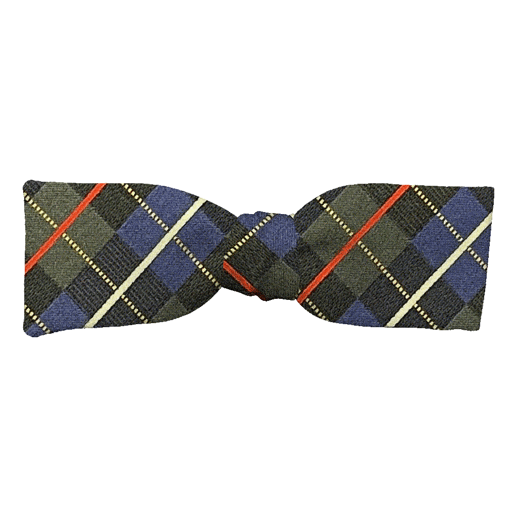 [BT-S-35-E-70-7287] Schleife aus Seide, Form: gerade, Höhe: 35, Stoff: geometrisch gemustert in grau und königsblau (7287) (EASY: vorgebunden mit verstellbarer Größe)