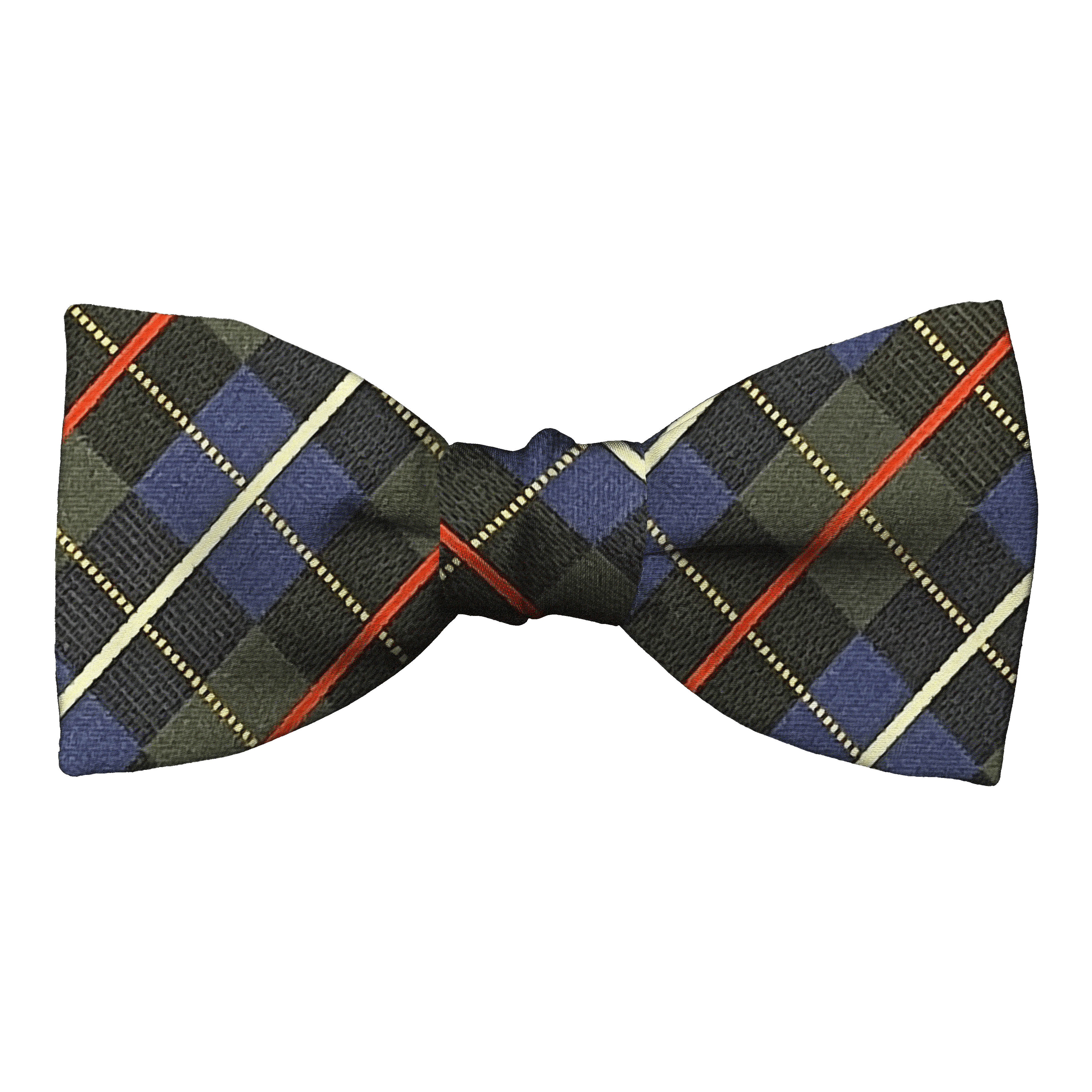 Schleife aus Seide, Form: gerade, Höhe: 50, Stoff: geometrisch gemustert in grau und königsblau (7287)
