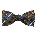 Schleife aus Seide, Form: gerade, Höhe: 50, Stoff: geometrisch gemustert in grau und königsblau (7287)