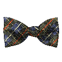 Schleife aus Seide, Form: gerade, Höhe: 65, Stoff: geometrisch gemustert in grau und königsblau (7287)