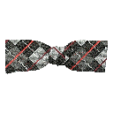 Schleife aus Seide, Form: gerade, Höhe: 35, Stoff: geometrisch gemustert in grau und schwarz (7290)