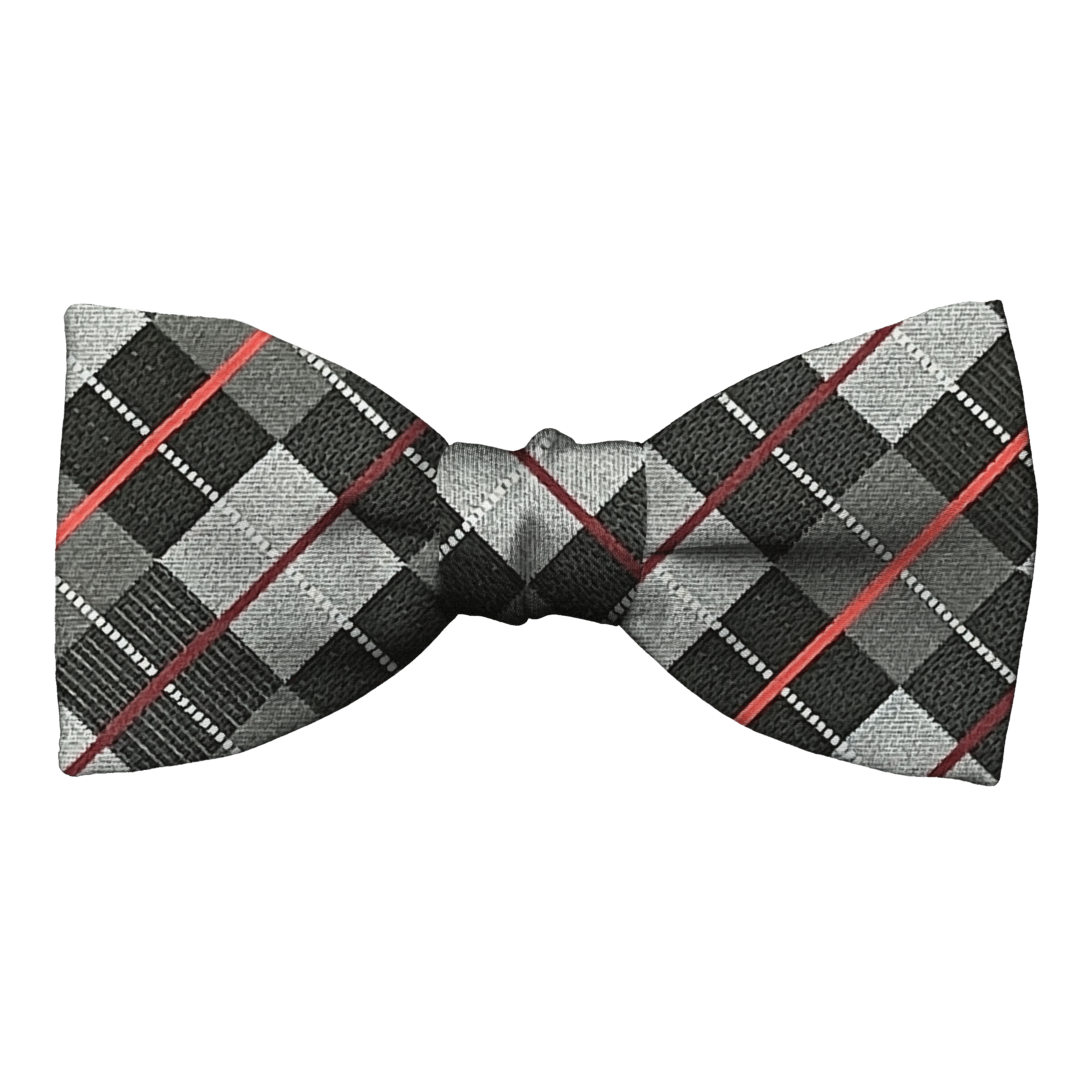 Schleife aus Seide, Form: gerade, Höhe: 50, Stoff: geometrisch gemustert in grau und schwarz (7290)