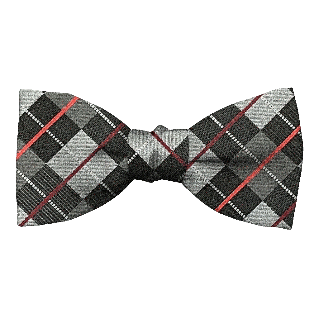 [BT-S-50-E-70-7290] Schleife aus Seide, Form: gerade, Höhe: 50, Stoff: geometrisch gemustert in grau und schwarz (7290) (EASY: vorgebunden mit verstellbarer Größe)