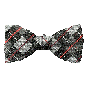 Schleife aus Seide, Form: gerade, Höhe: 50, Stoff: geometrisch gemustert in grau und schwarz (7290)