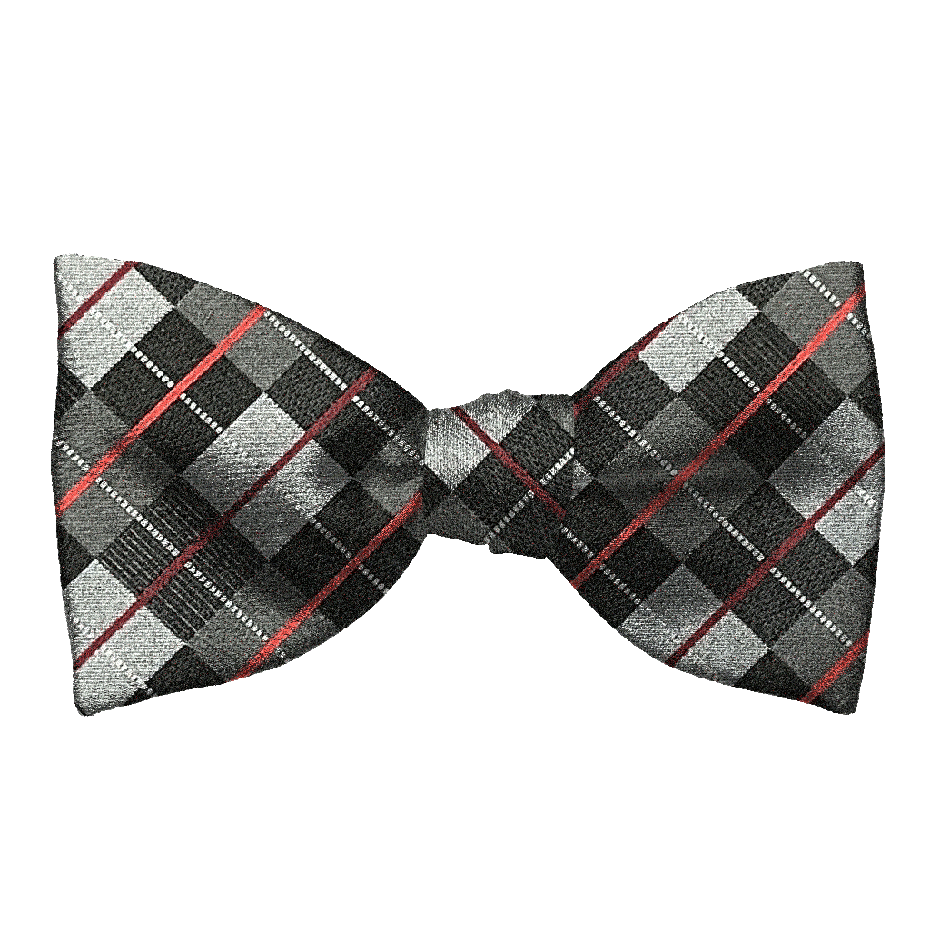 [BT-S-65-E-70-7290] Schleife aus Seide, Form: gerade, Höhe: 65, Stoff: geometrisch gemustert in grau und schwarz (7290) (EASY: vorgebunden mit verstellbarer Größe)