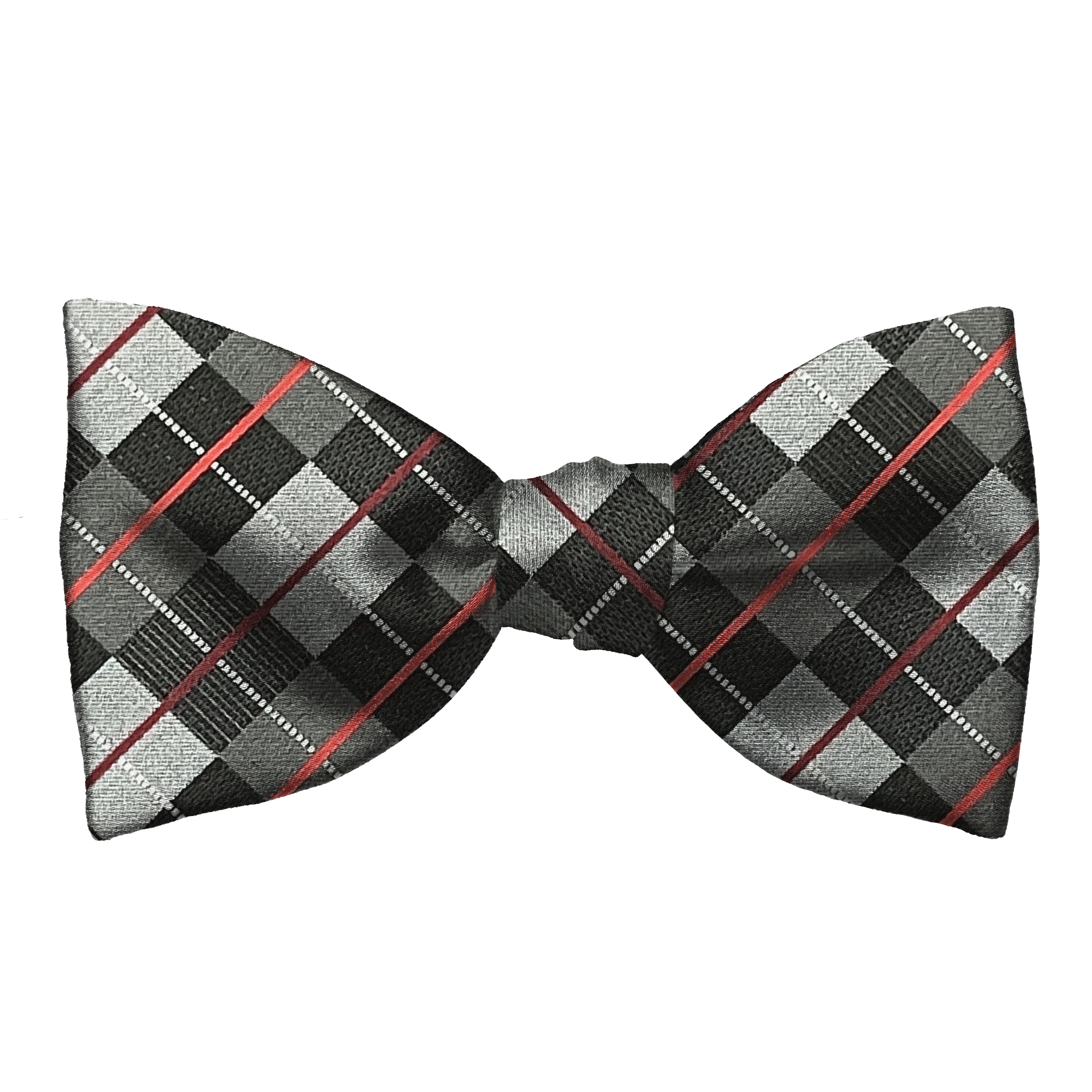 Schleife aus Seide, Form: gerade, Höhe: 65, Stoff: geometrisch gemustert in grau und schwarz (7290)
