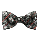Schleife aus Seide, Form: gerade, Höhe: 65, Stoff: geometrisch gemustert in grau und schwarz (7290)