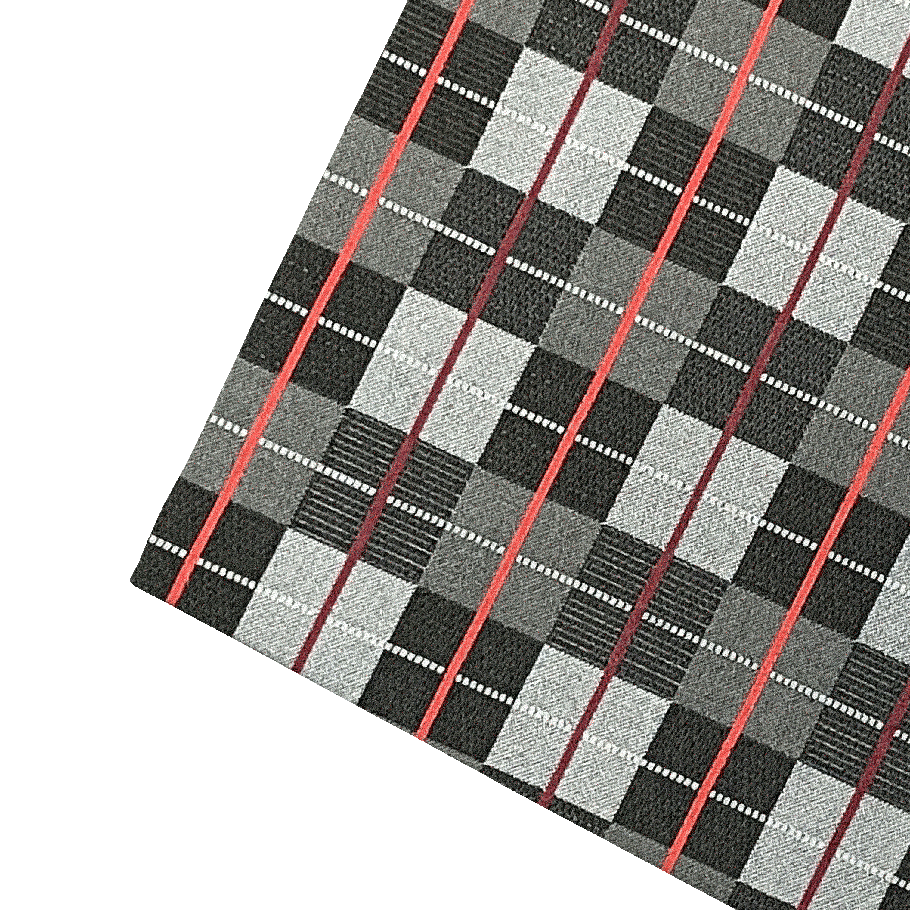 [PS-S300-70-7290] Ziertuch aus Seide, 30 x 30 cm, Stoff: geometrisch gemustert in grau und schwarz (7290)