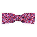 Schleife aus Seide, Form: gerade, Höhe: 35, Stoff: geometrisch gemustert schwarz und blau auf rot (7372)