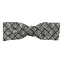 Schleife aus Seide, Form: gerade, Höhe: 35, Stoff: geometrisch gemustert in Graustufen auf schwarz (7373)