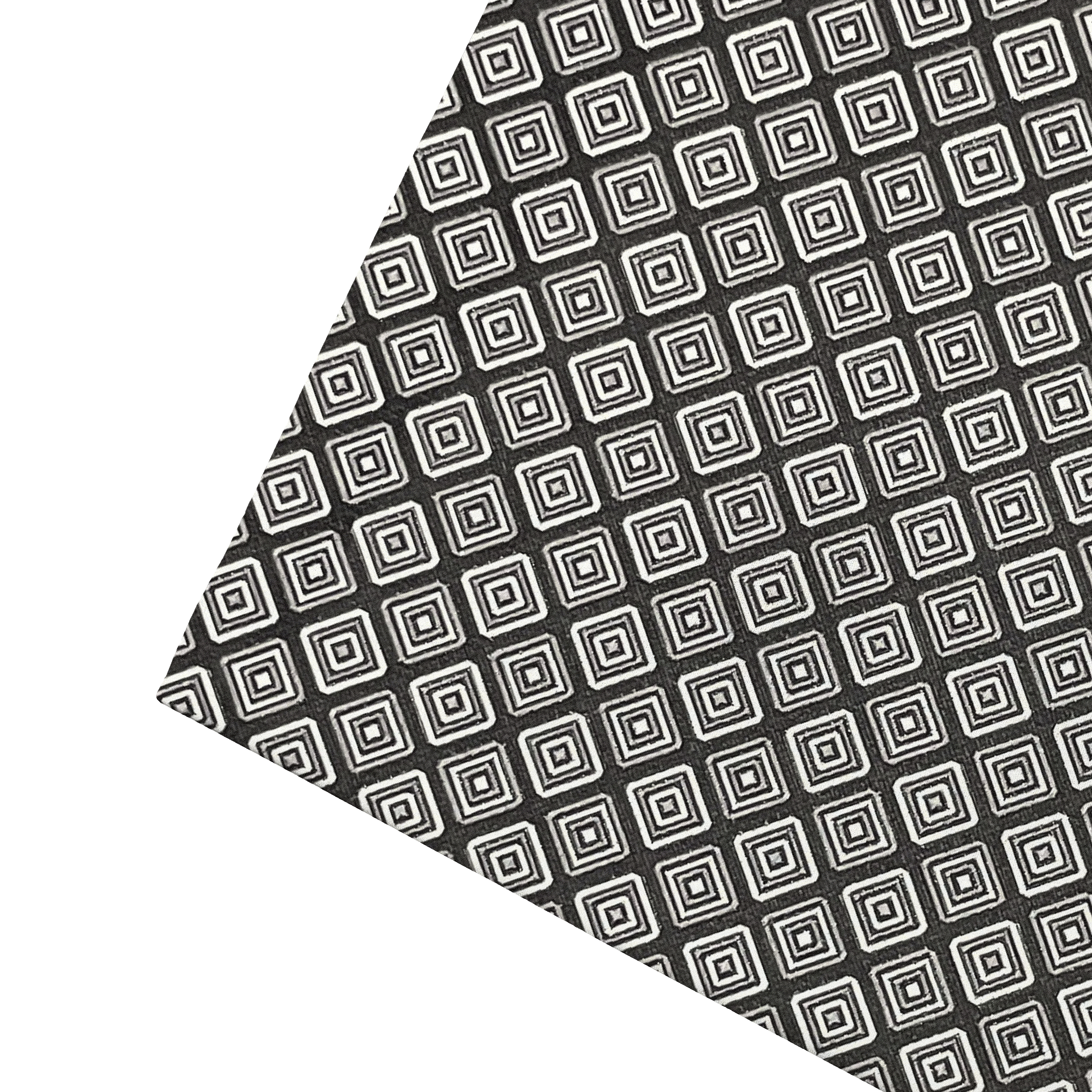 [PS-S300-70-7373] Ziertuch aus Seide, 30 x 30 cm, Stoff: geometrisch gemustert in Graustufen auf schwarz (7373)