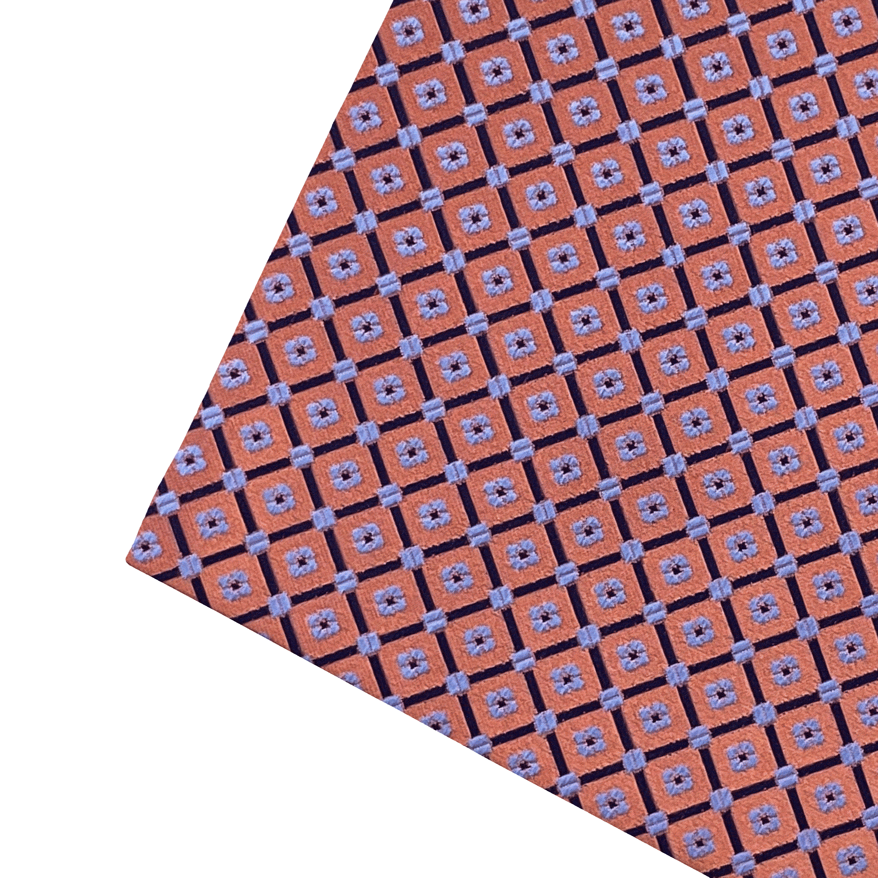 [PS-S300-70-7927] Ziertuch aus Seide, 30 x 30 cm, Stoff: quadratisch gemustert auf organge (7927)