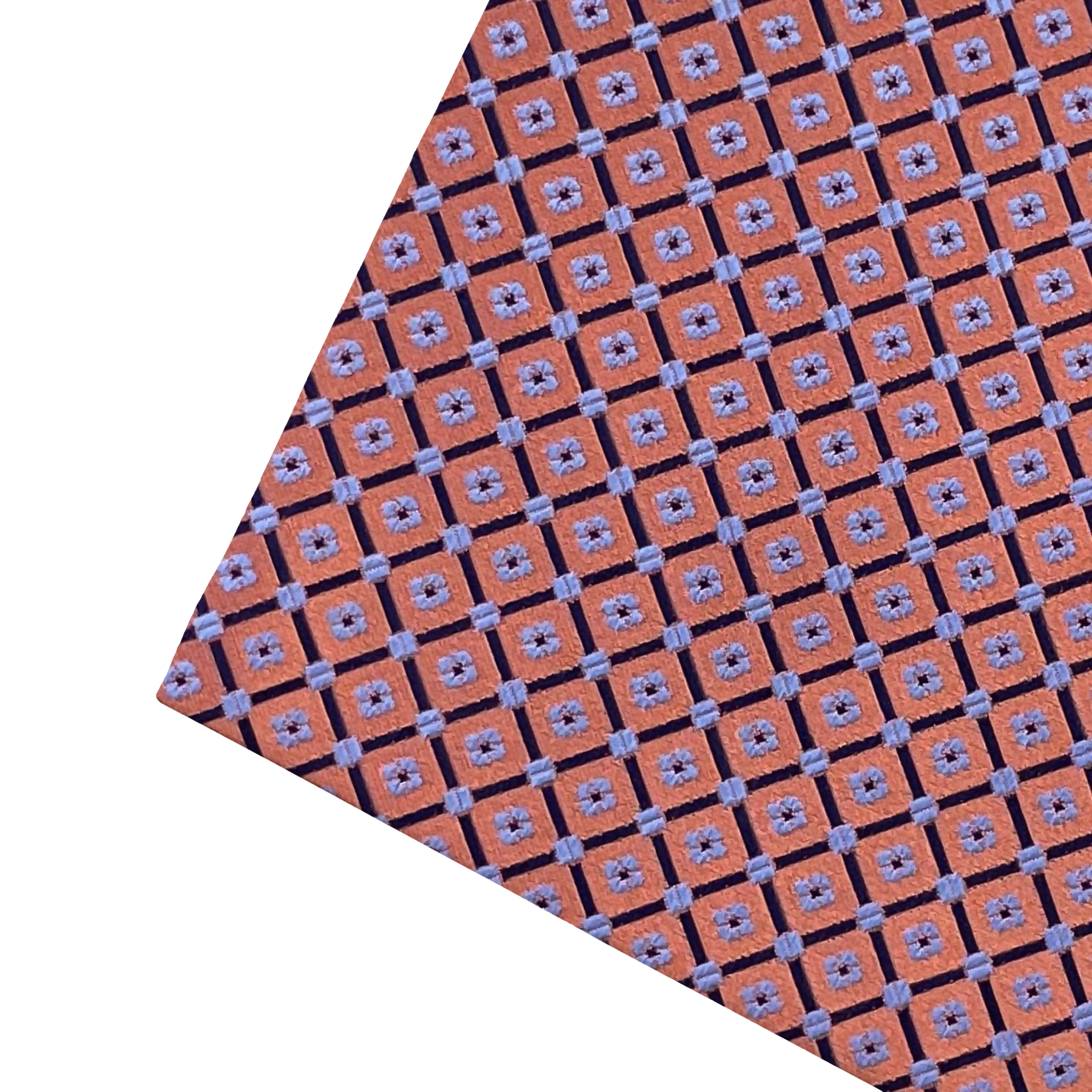 Ziertuch aus Seide, 30 x 30 cm, Stoff: quadratisch gemustert auf organge (7927)
