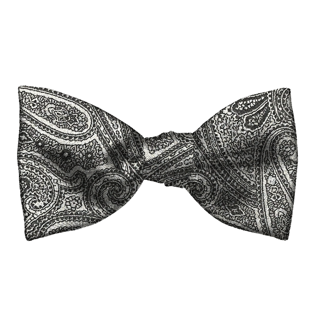 [BT-S-65-E-70-7291] Schleife aus Seide, Form: gerade, Höhe: 65, Stoff: Paisley in Graustufen (7291) (EASY: vorgebunden mit verstellbarer Größe)
