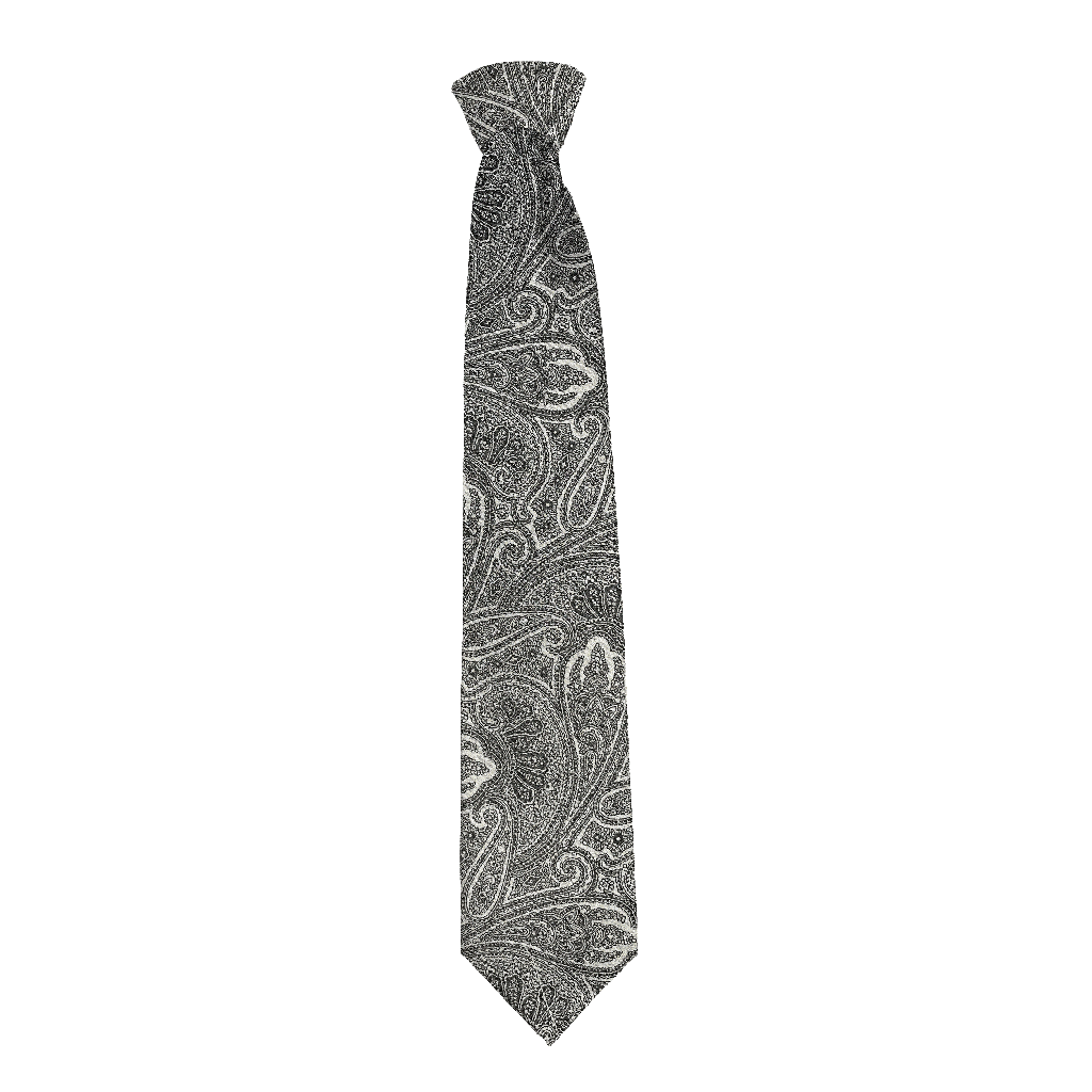 [T-85-M-70-7291] Krawatte aus Seide, Breite: 85, Stoff: Paisley in Graustufen (7291) (Standardlänge (150))