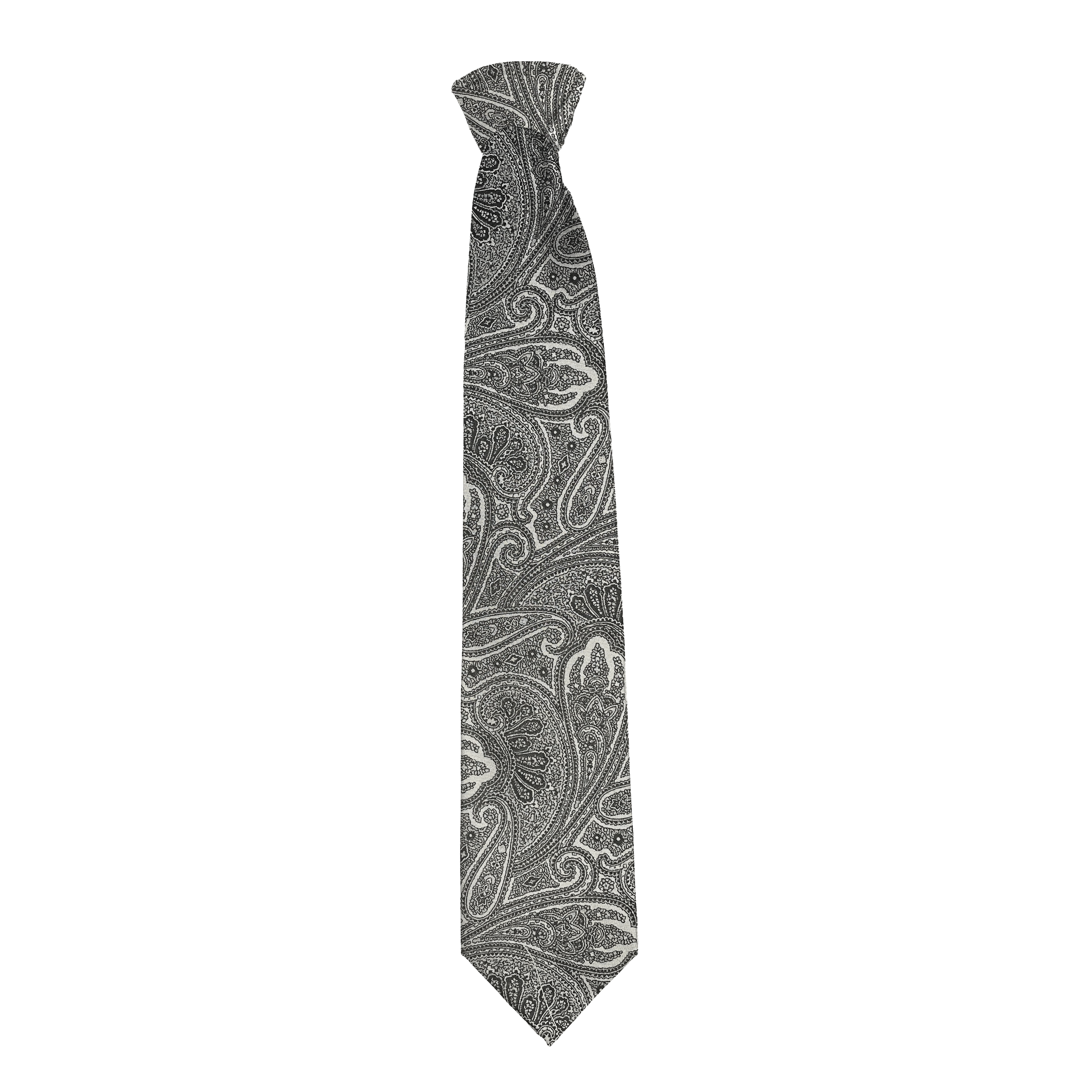 Krawatte aus Seide, Breite: 85, Stoff: Paisley in Graustufen (7291)