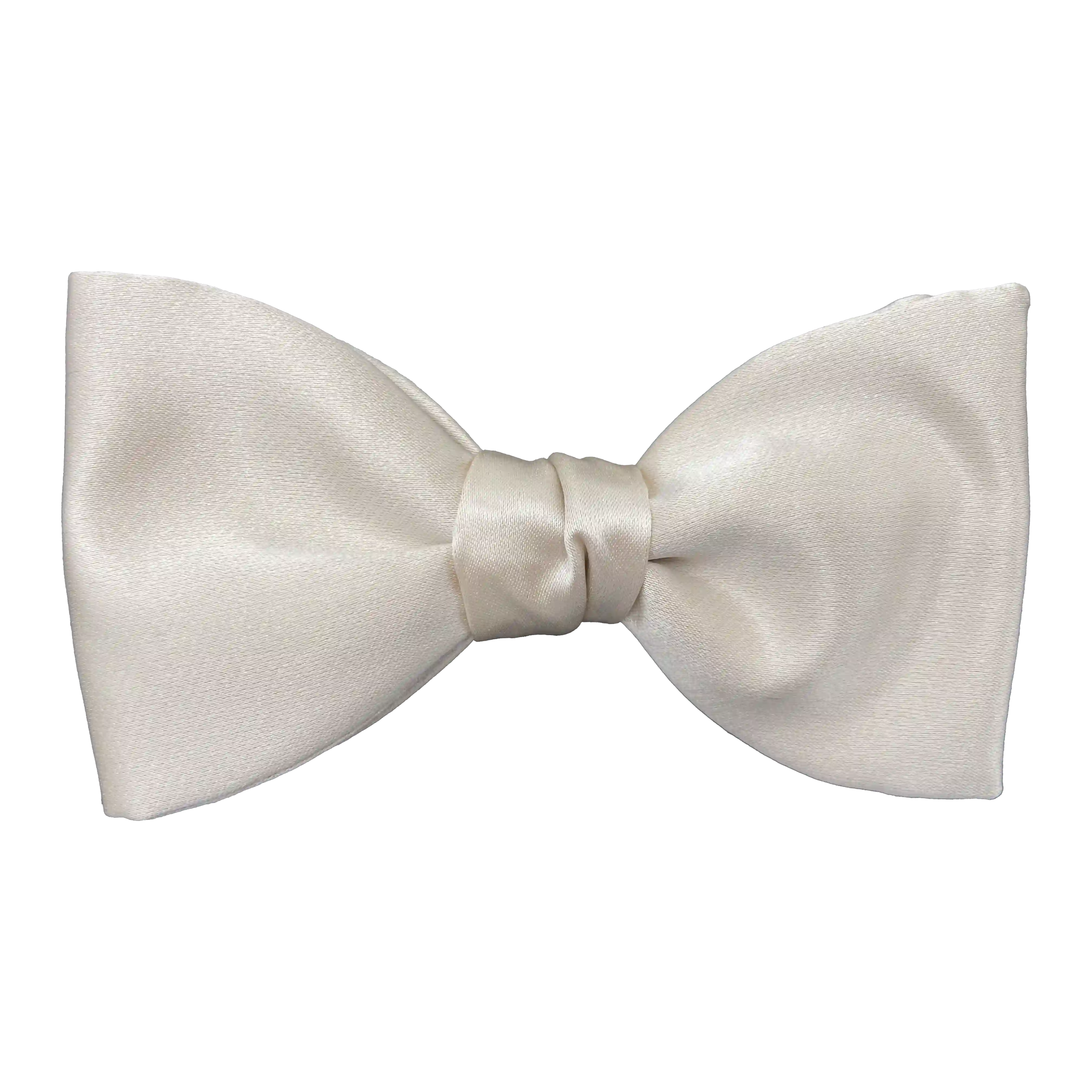 [BT-S-65-E-04-0415] bow tie from silk, shape: straight, height: 65 mm, fabric: unicoloured cream (0415) (EASY: pre-tied with adjustable size)