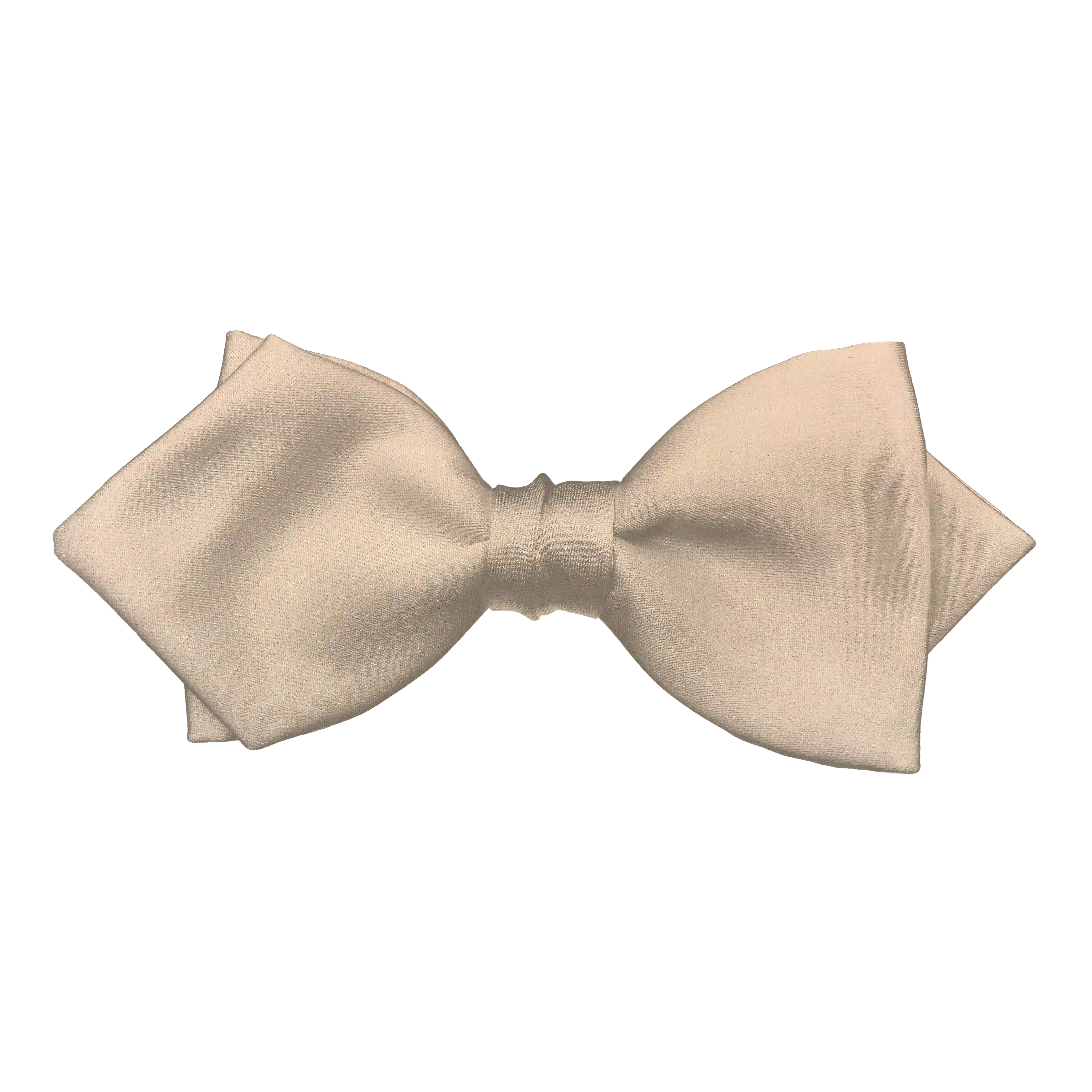 [BT-P-60-E-04-0420] Schleife aus Seide, Form: spitz, Höhe: 60 mm, Stoff: einfarbig pastelcrème (0420) (EASY: vorgebunden mit verstellbarer Größe)