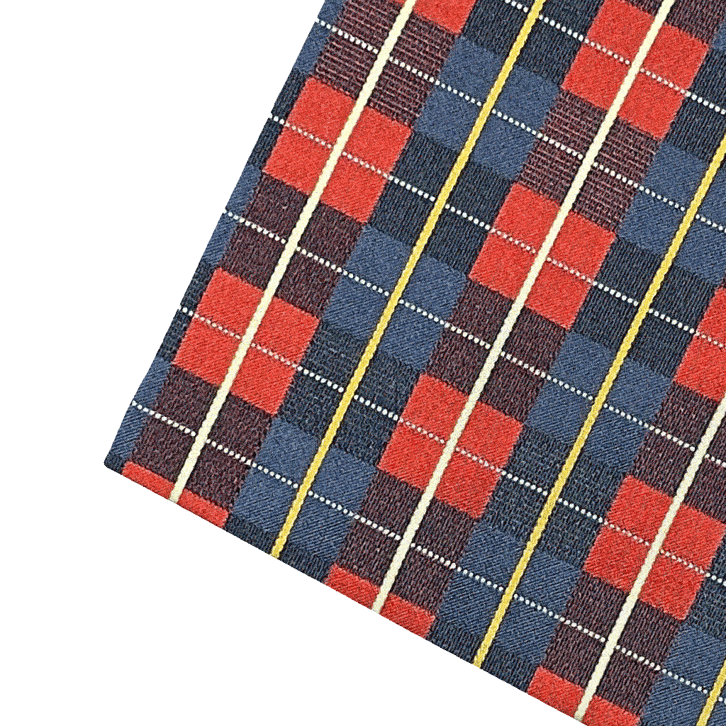 [PS-S300-70-7289] Ziertuch aus Seide, 30 x 30 cm, Stoff: geometrisch gemustert in dunkelblau und rot (7289)